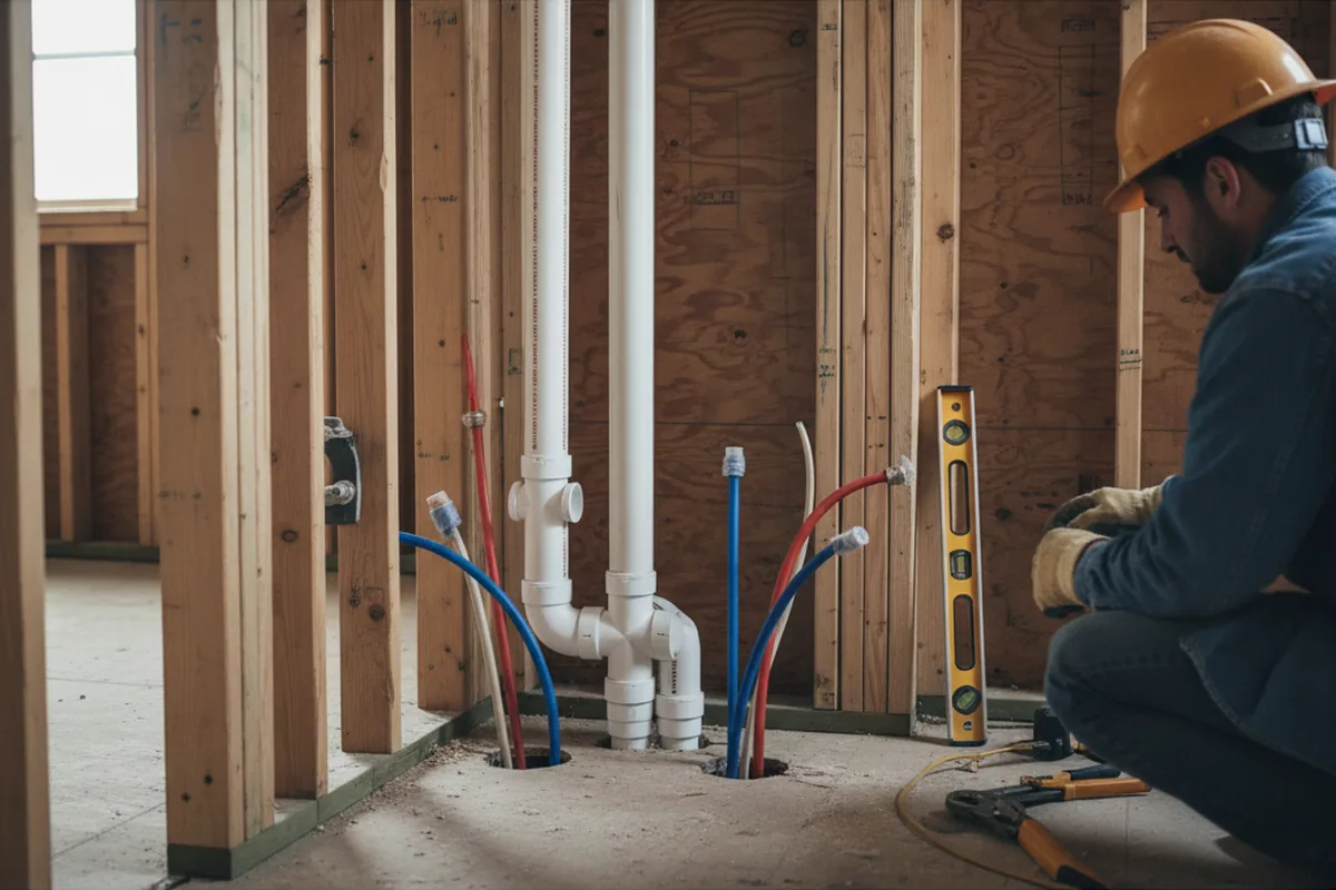 Drain and supply rough-in during Drain Cleaning in Westerlo