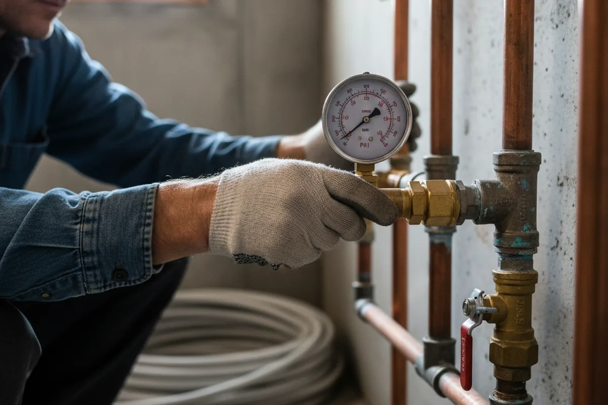 Pressure testing a repaired line during Water Line Repair in Westerlo